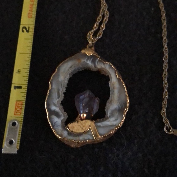 BoHo 24 inch amethyst and geode necklace - Picture 2 of 3